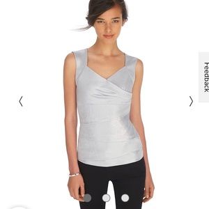 White House Black Market sleeveless shimmer tiered shell top